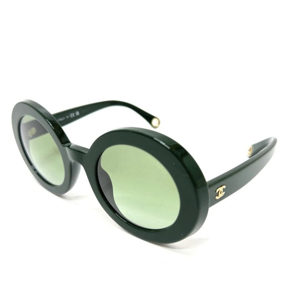 CHANEL 5489-A CC Mark Round Shape Eyewear sunglasses Plastic Green - Picture 1 of 12